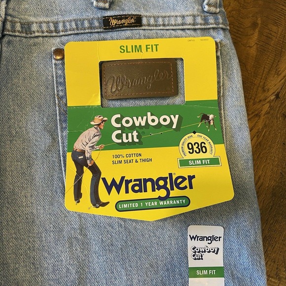 NWT WRANGLER Cowboy Cut 936 SLIM FIT Light Wash JEANS Size 31x32 - Picture 9 of 9